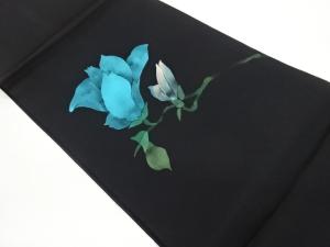 塩瀬手描き花葉模様開き名古屋帯（額縁仕立て）